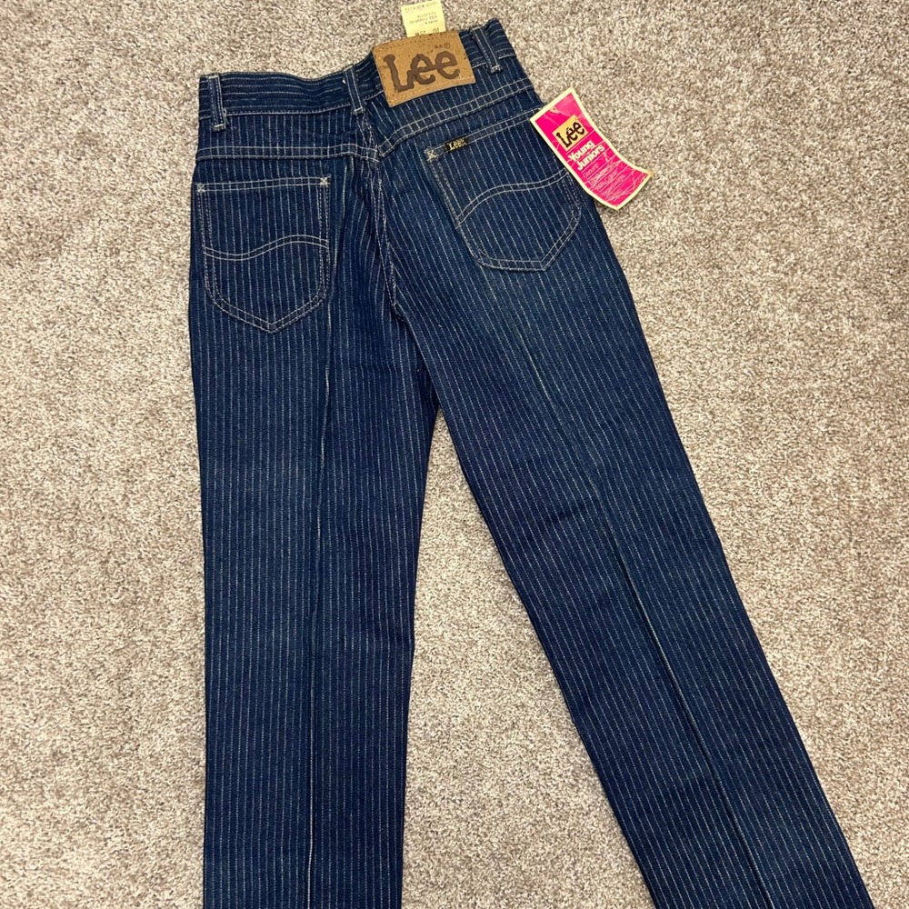 Vintage Lee Jeans Hickory Stripe Women Size 10/25W USA Made Young Juniors 80s